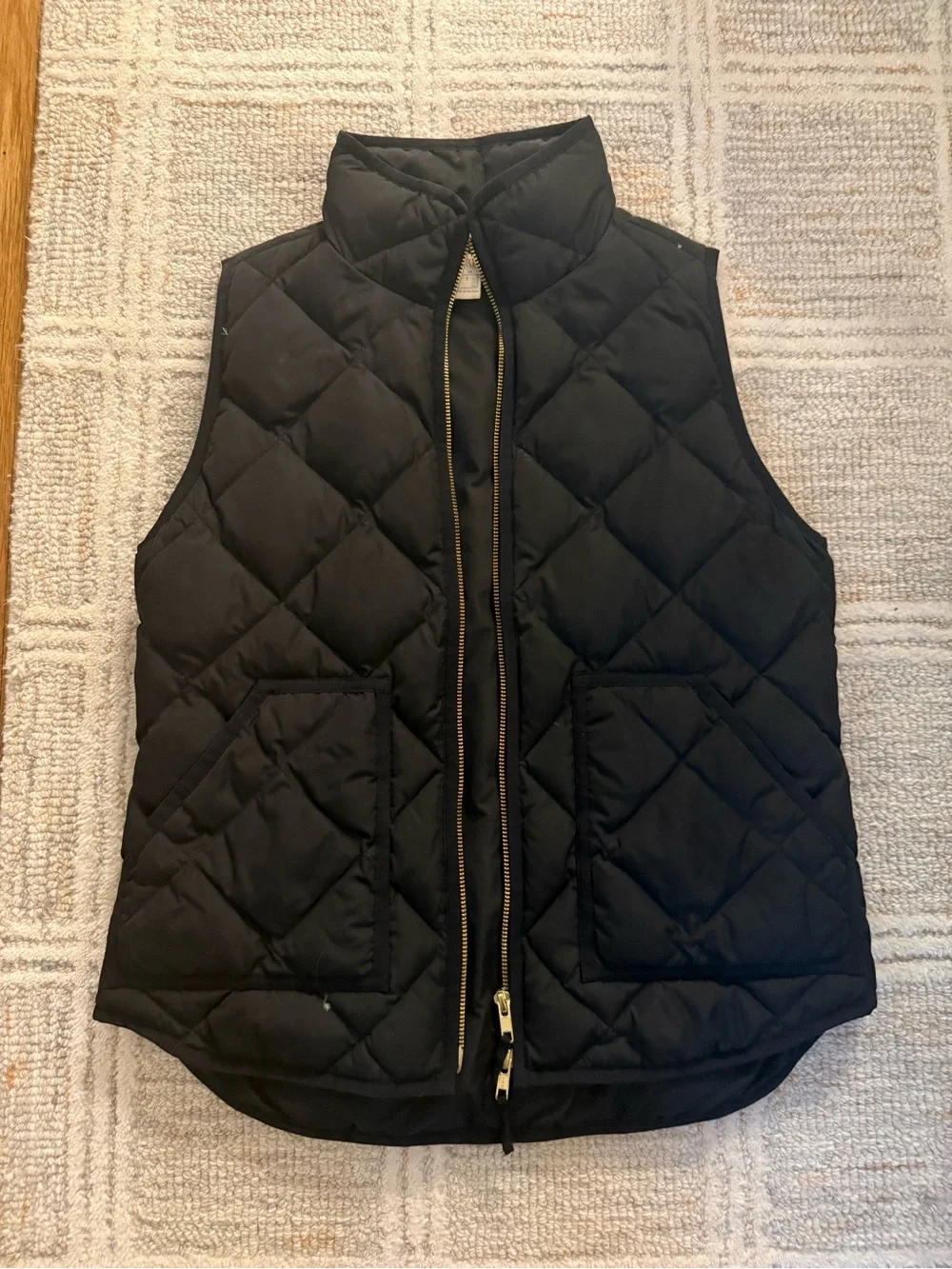 J. Crew Black Quilted Vest with Gold Zipper